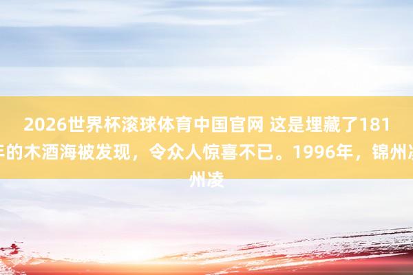 2026世界杯滚球体育中国官网 这是埋藏了181年的木酒海被发现，令众人惊喜不已。1996年，锦州凌