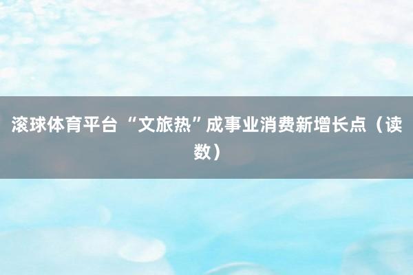 滚球体育平台 “文旅热”成事业消费新增长点（读数）