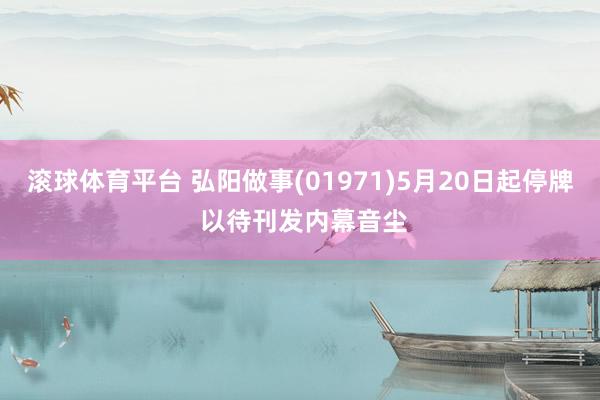滚球体育平台 弘阳做事(01971)5月20日起停牌 以待刊发内幕音尘