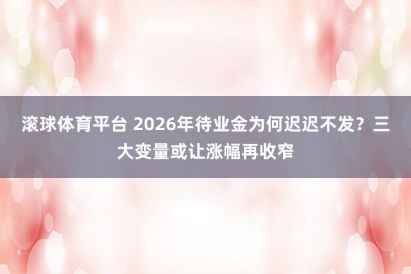 滚球体育平台 2026年待业金为何迟迟不发？三大变量或让涨幅再收窄
