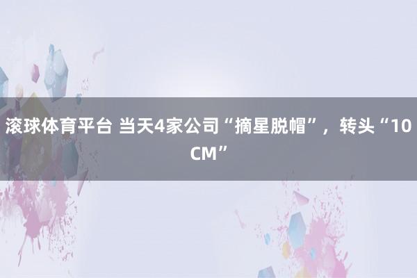 滚球体育平台 当天4家公司“摘星脱帽”，转头“10CM”