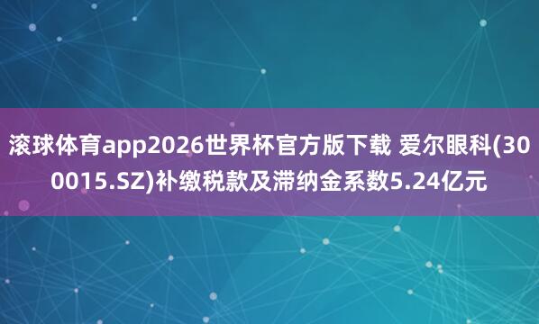 滚球体育app2026世界杯官方版下载 爱尔眼科(300015.SZ)补缴税款及滞纳金系数5.24亿元