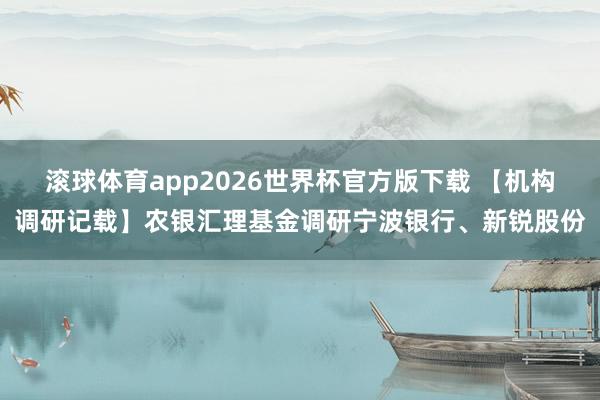 滚球体育app2026世界杯官方版下载 【机构调研记载】农银汇理基金调研宁波银行、新锐股份