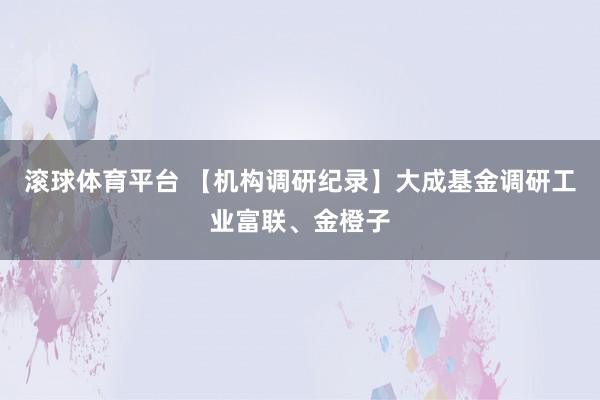 滚球体育平台 【机构调研纪录】大成基金调研工业富联、金橙子