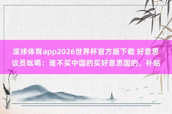 滚球体育app2026世界杯官方版下载 好意思议员吆喝：谁不买中国的买好意思国的，补贴