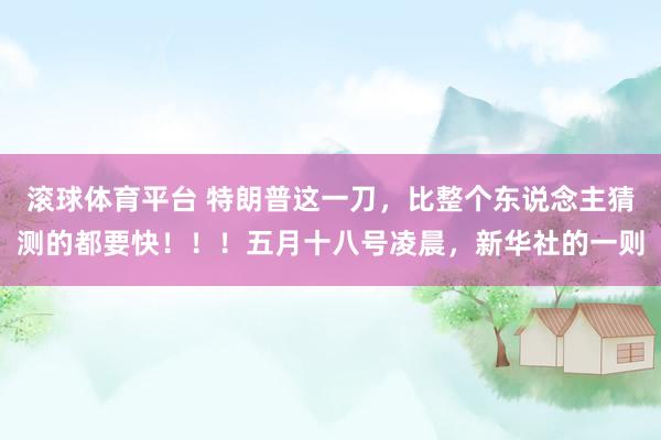 滚球体育平台 特朗普这一刀，比整个东说念主猜测的都要快！！！五月十八号凌晨，新华社的一则
