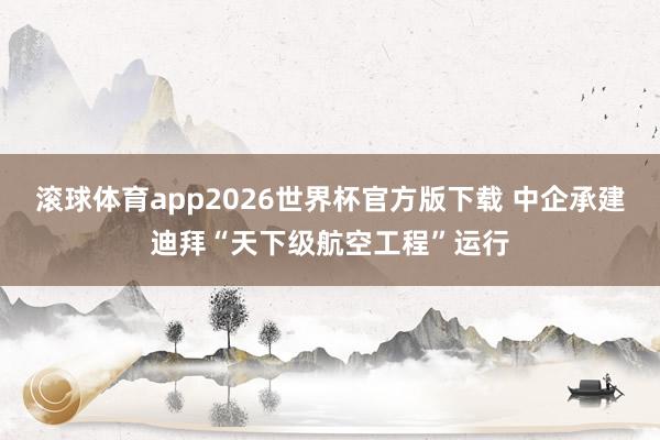 滚球体育app2026世界杯官方版下载 中企承建迪拜“天下级航空工程”运行