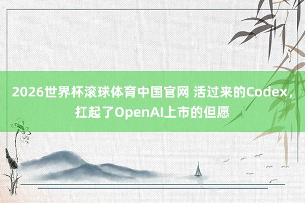 2026世界杯滚球体育中国官网 活过来的Codex，扛起了OpenAI上市的但愿