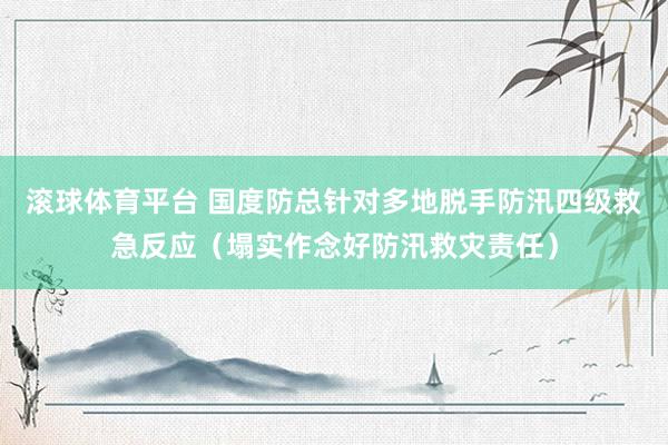滚球体育平台 国度防总针对多地脱手防汛四级救急反应（塌实作念好防汛救灾责任）