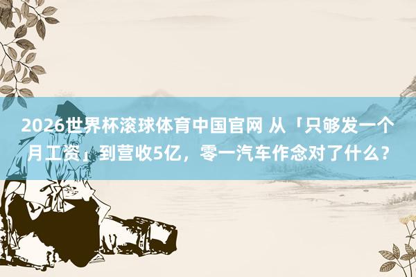 2026世界杯滚球体育中国官网 从「只够发一个月工资」到营收5亿，零一汽车作念对了什么？