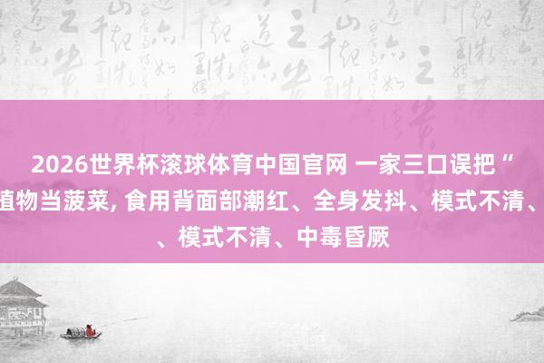 2026世界杯滚球体育中国官网 一家三口误把“蒙汗药”植物当菠菜， 食用背面部潮红、全身发抖、模式不清、中毒昏厥