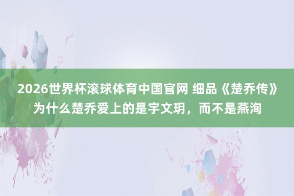 2026世界杯滚球体育中国官网 细品《楚乔传》为什么楚乔爱上的是宇文玥，而不是燕洵