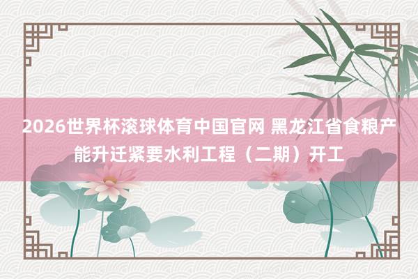 2026世界杯滚球体育中国官网 黑龙江省食粮产能升迁紧要水利工程（二期）开工