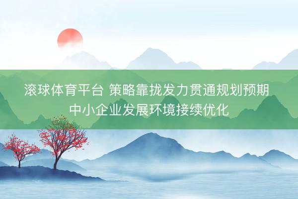 滚球体育平台 策略靠拢发力贯通规划预期 中小企业发展环境接续优化