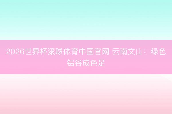2026世界杯滚球体育中国官网 云南文山:绿色铝谷成色足