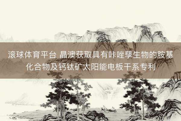 滚球体育平台 晶澳获取具有咔唑孳生物的胺基化合物及钙钛矿太阳能电板干系专利