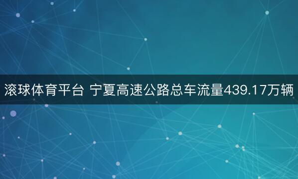 滚球体育平台 宁夏高速公路总车流量439.17万辆