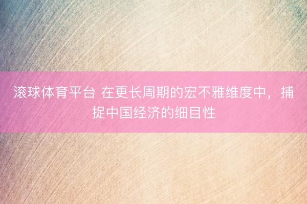 滚球体育平台 在更长周期的宏不雅维度中,捕捉中国经济的细目性